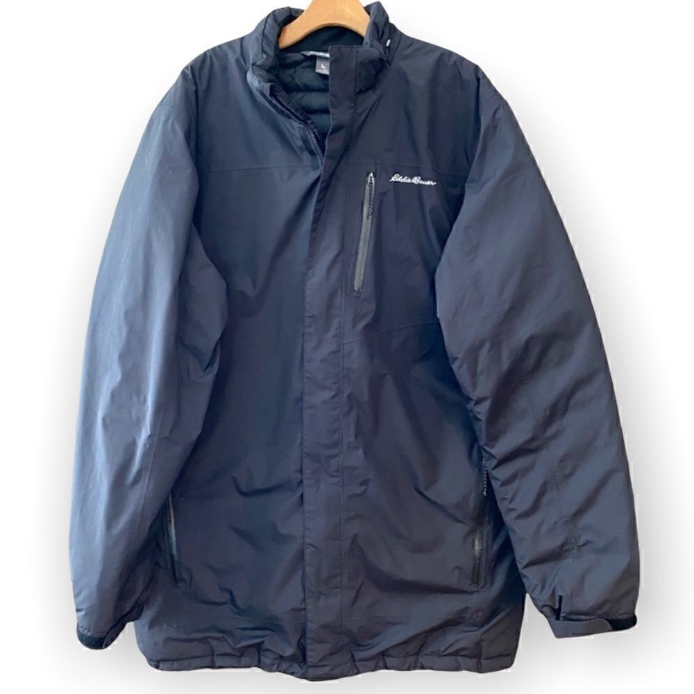 Eddie Bauer Men’s TXL Black Quilted Down Travel Hunting Outdoor Down Nylon Coat